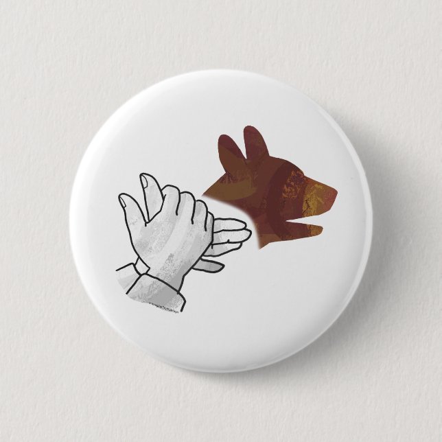 Handsilhouette Hund Braun Button (Vorderseite)