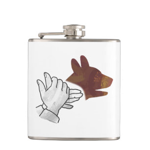 Handsilhouette Hund Braun Flachmann