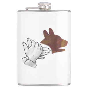Handsilhouette Hund Braun Flachmann