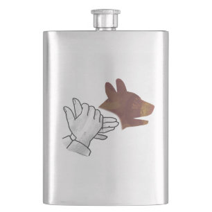 Handsilhouette Hund Braun Flachmann