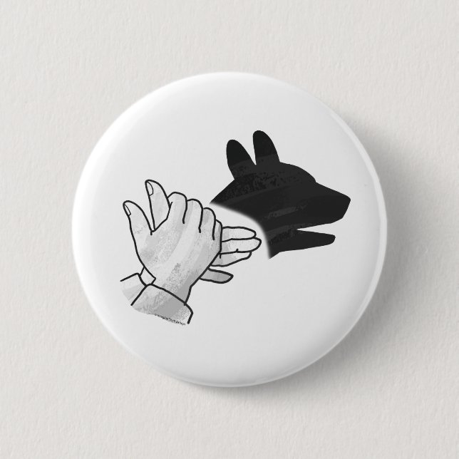Handsilhouette Hund Button (Vorderseite)