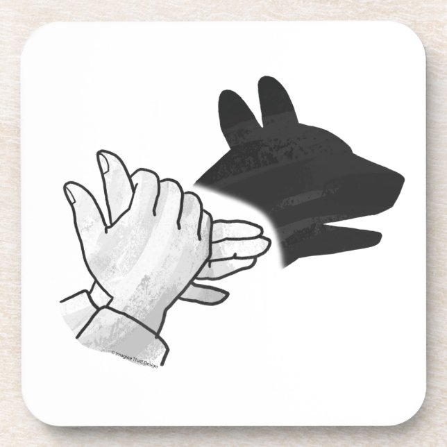 Handsilhouette Hund Untersetzer (Vorderseite)