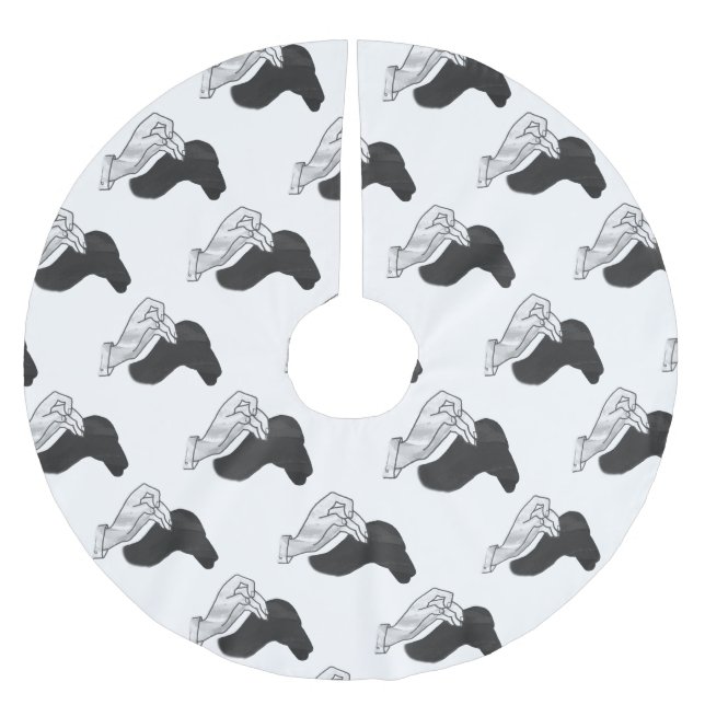 Handsilhouette Kamel Polyester Weihnachtsbaumdecke (Vorderseite)