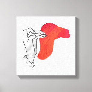 Handsilhouette Kamel Rot Leinwanddruck