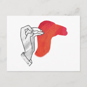 Handsilhouette Kamel Rot Postkarte