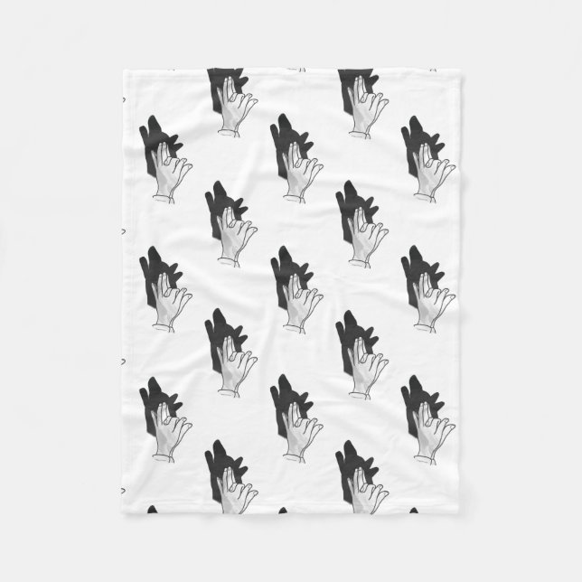 Handsilhouette Wolf Fleecedecke (Vorderseite)