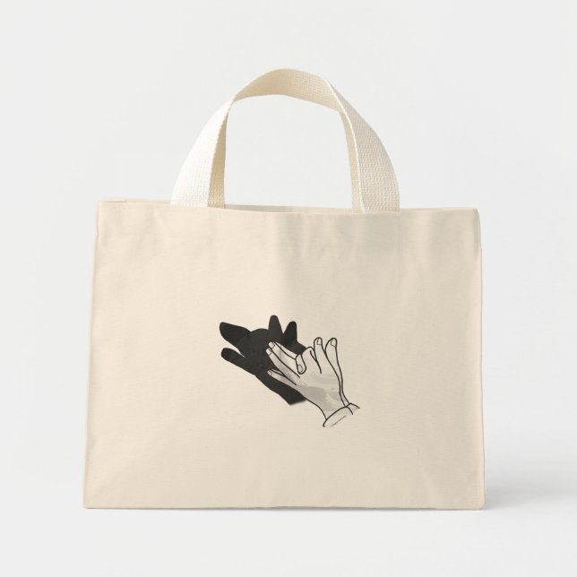 Handsilhouette Wolf Mini Stoffbeutel (Vorne)