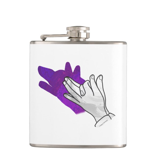 Handsilhouette Wolf Purpur Flachmann (Vorderseite)