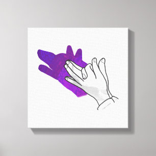 Handsilhouette Wolf Purpur Leinwanddruck