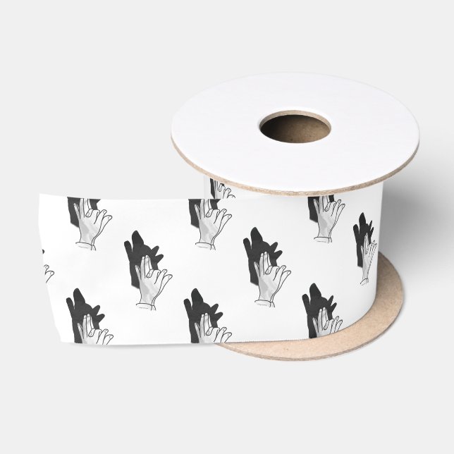 Handsilhouette Wolf Satinband (Spule)