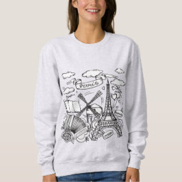 Handskizze Paris Eiffelturm Sweatshirt