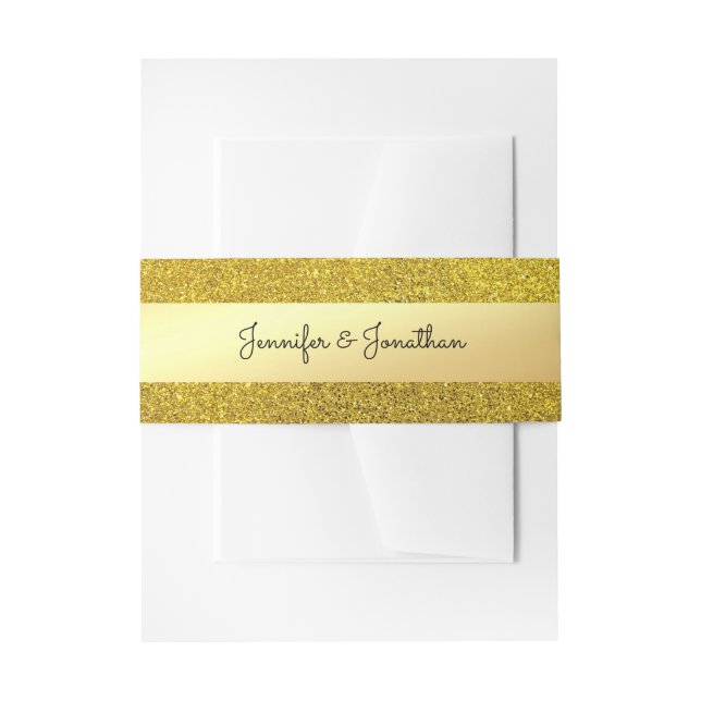 Handskript-Text-elegante GoldGlitzer-Schablone Einladungsbanderole (Vorderseite Beispiel)