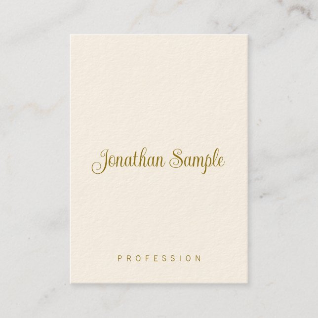 HandskriptGold-Text Moderne vertikale Vorlage Visitenkarte (Vorderseite)