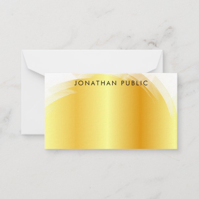 Handskriptmonogramm-Elegante Imitate Gold-Vorlage Mitteilungskarte (Vorderseite)