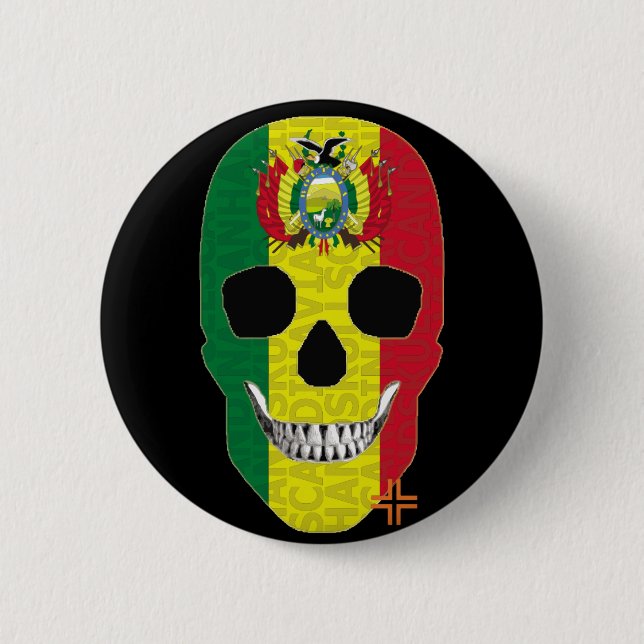 HANDSKULL Bolivien Runder Abzeichen schwarz B2 Button (Vorderseite)