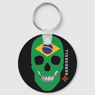 HANDSKULL Brasilien, glücklicher Schädel, Flagge B Schlüsselanhänger