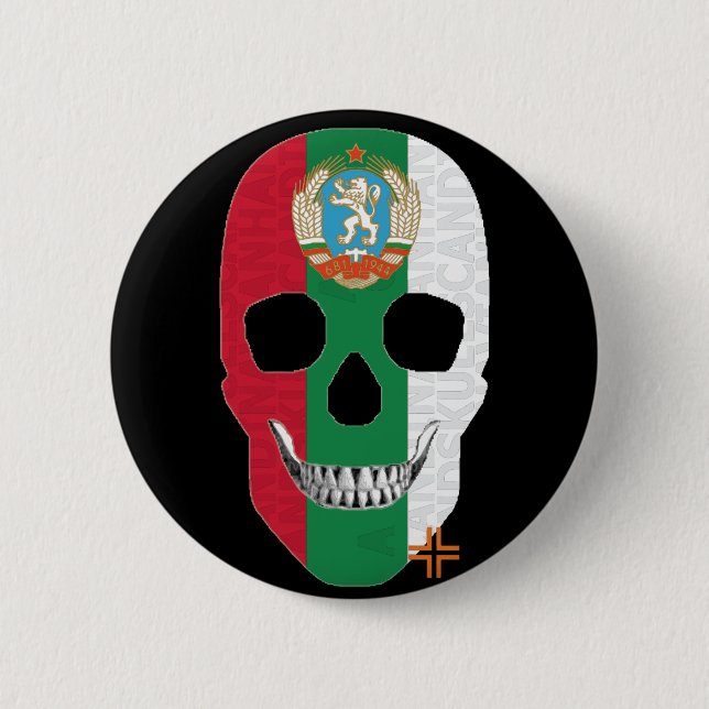 HANDSKULL Bulgarien Runder Abzeichen schwarz B2 Button (Vorderseite)