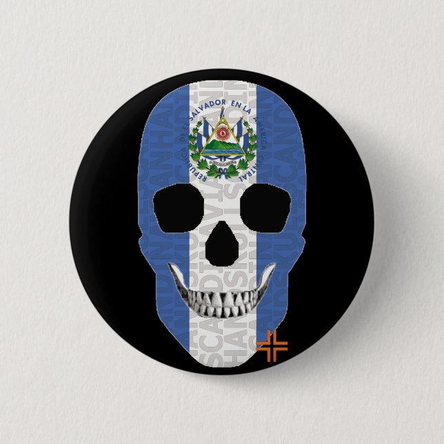 HANDSKULL El Salvador Runder Abzeichen schwarz B2 Button (Vorderseite)