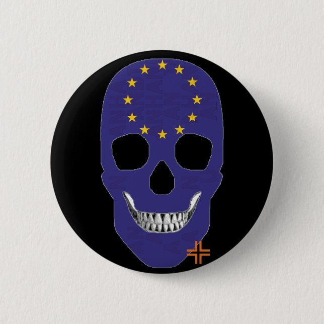 HANDSKULL Europe Runder Abzeichen schwarz B2 Button (Vorderseite)