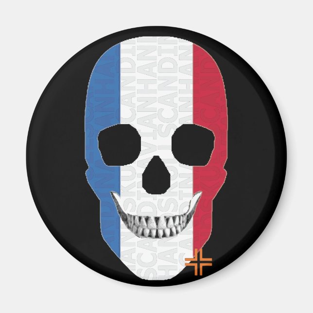 HANDSKULL Frankreich Rundmagnet B2 Magnet (Vorne)