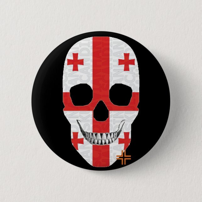 HANDSKULL Georgia Runde Abzeichen schwarz B2 Button (Vorderseite)