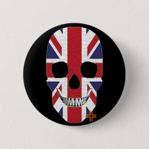 HANDSKULL Großbritannien Runde Abzeichen schwarz B Button