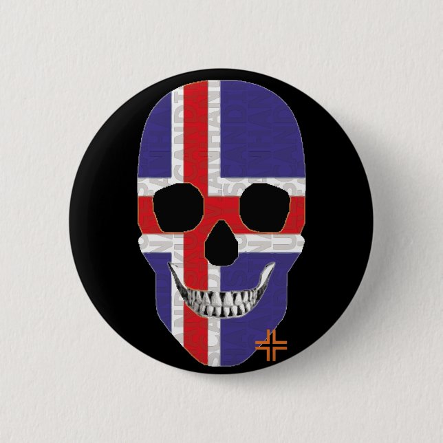 HANDSKULL Island Runder Abzeichen schwarz B2 Button (Vorderseite)