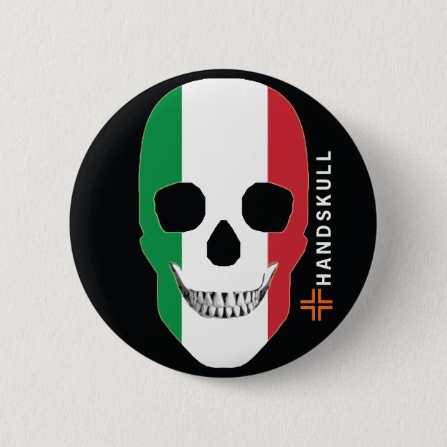 HANDSKULL Italien, glücklicher Schädel, italienisc Button (Vorderseite)