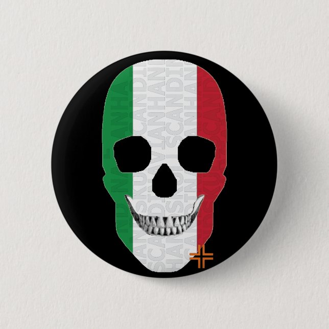 HANDSKULL Italien Runde Abzeichen schwarz B2 Button (Vorderseite)