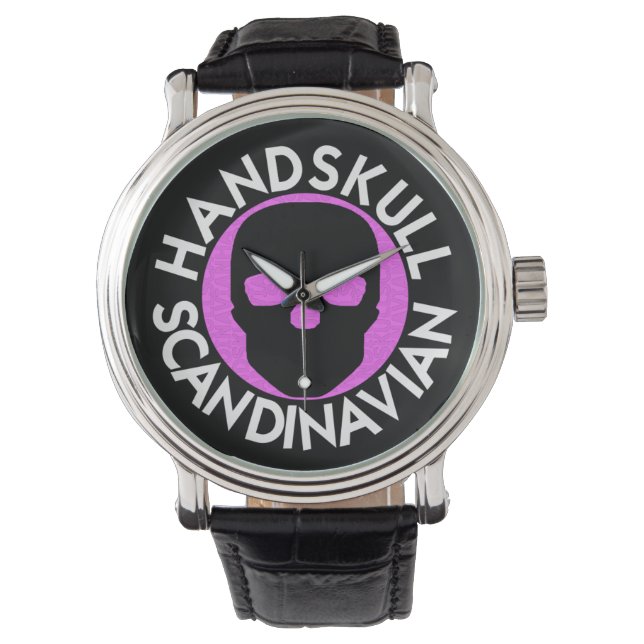 HANDSKULL LIV Hot Pink Uhrenleder P3 Armbanduhr (Vorderseite)