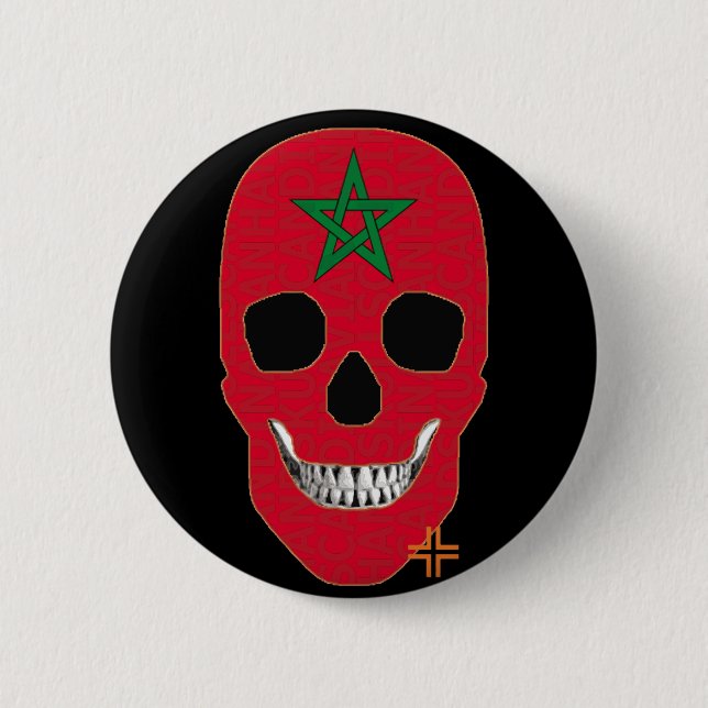 HANDSKULL Marokko Runder Abzeichen schwarz B2 Button (Vorderseite)