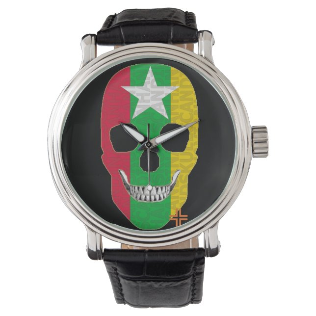 HANDSKULL Myanmar Uhrenleder B2 Armbanduhr (Vorderseite)
