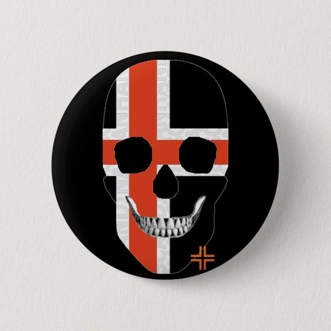 HANDSKULL Nordic Cross Round Abzeichen Schwarz B2 Button (Vorderseite)