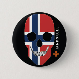 HANDSKULL Norwegen, glücklicher Schädel, norwegisc Button