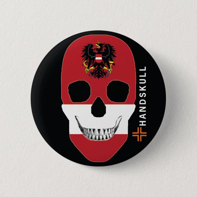 HANDSKULL Österreich, glücklicher Schädel, österre Button (Vorderseite)