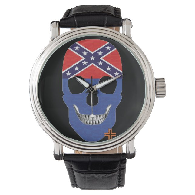 HANDSKULL Rebel Blue Uhrenleder B2 Armbanduhr (Vorderseite)