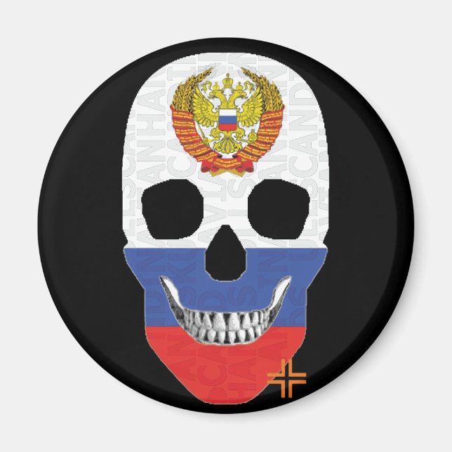 HANDSKULL Russischer Rundmagnet B2 Magnet (Vorne)