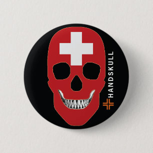 HANDSKULL Schweiz, Happy Skull, Schweizer Flagge Button