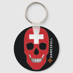 HANDSKULL Schweiz, Happy Skull, Schweizer Flagge Schlüsselanhänger