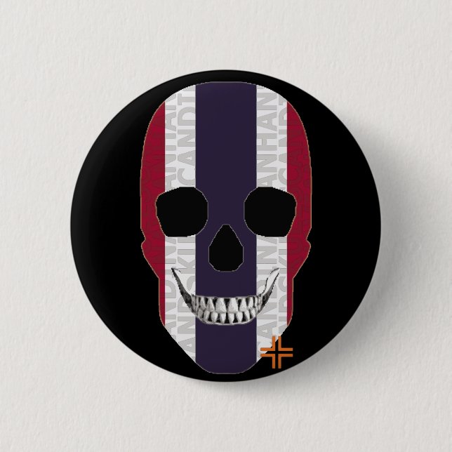 HANDSKULL Thailand Runder Abzeichen schwarz B2 Button (Vorderseite)