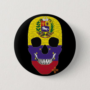 HANDSKULL Venezuela Runde Abzeichen schwarz B2 Button