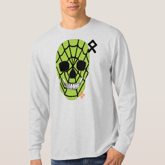 HANDSKULL Web Green Long Sleeve T - Shirt B2 (Vorderseite)