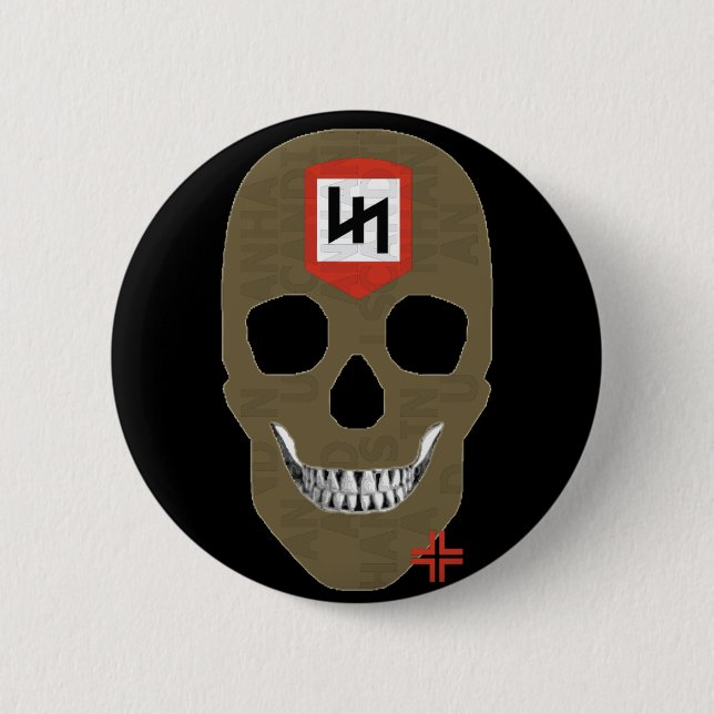 HANDSKULL Youngers Runder Abzeichen schwarz B2 Button (Vorderseite)