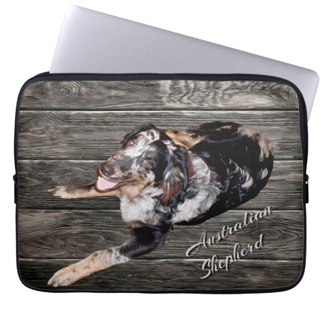 Handsome Australian Shepherd Dog Electronics Bag Laptopschutzhülle (Vorderseite)