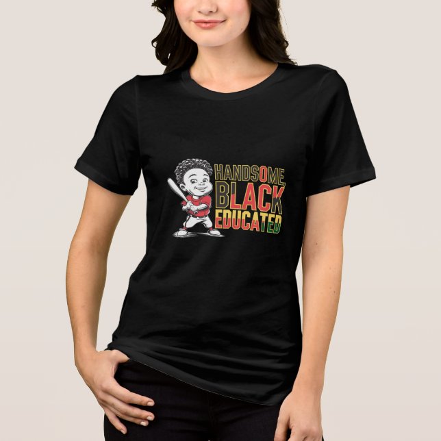 Handsome, Black & Baseball Strong Tri-Blend Shirt (Vorderseite)