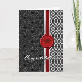 Handsome Black, White, & Red Guy's Graduation Card Karte