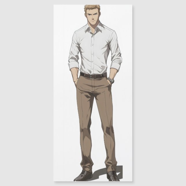 Handsome Blond Man Anime Magnetkarte (Vorderseite)
