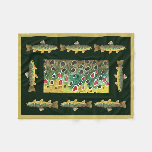 Handsome Brown Forellenfischerei Fleecedecke (Vorderseite (Horizontal))