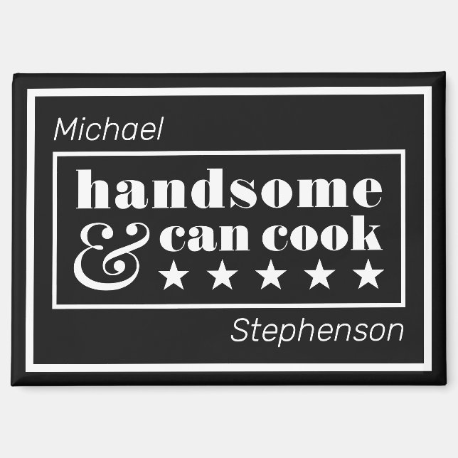 Handsome & Can Cook Typography Father's Day Magnet (Vorderseite)