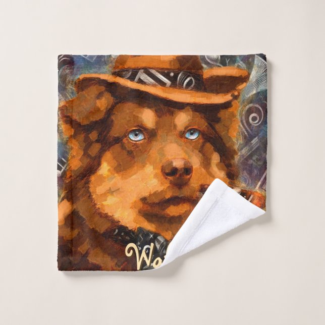 Handsome Gangster Hund mit Personalisierten blauen Waschlappen (Waschlappen)